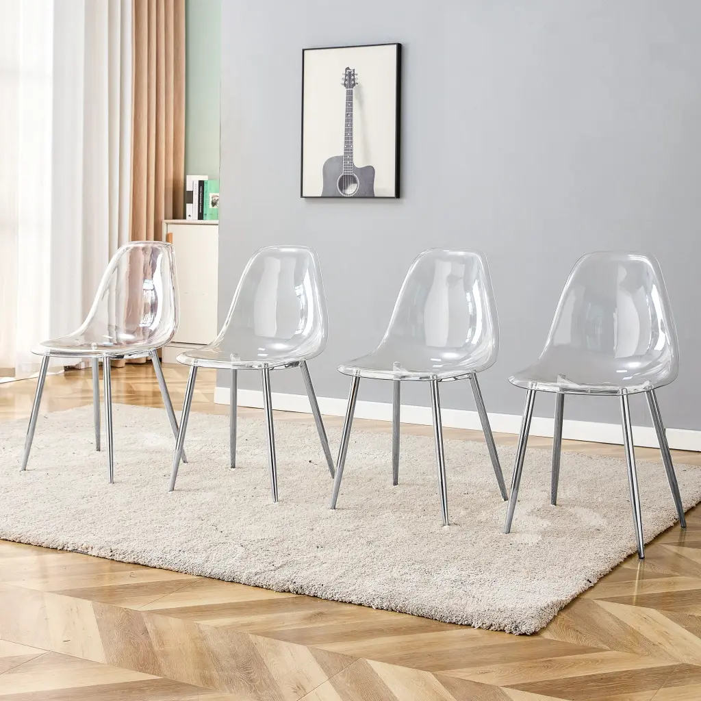 Modern Effortless Transparent Dining Chair Plastic Chair Armless Crystal Clear Design Home Or Restaurant droom w-1151