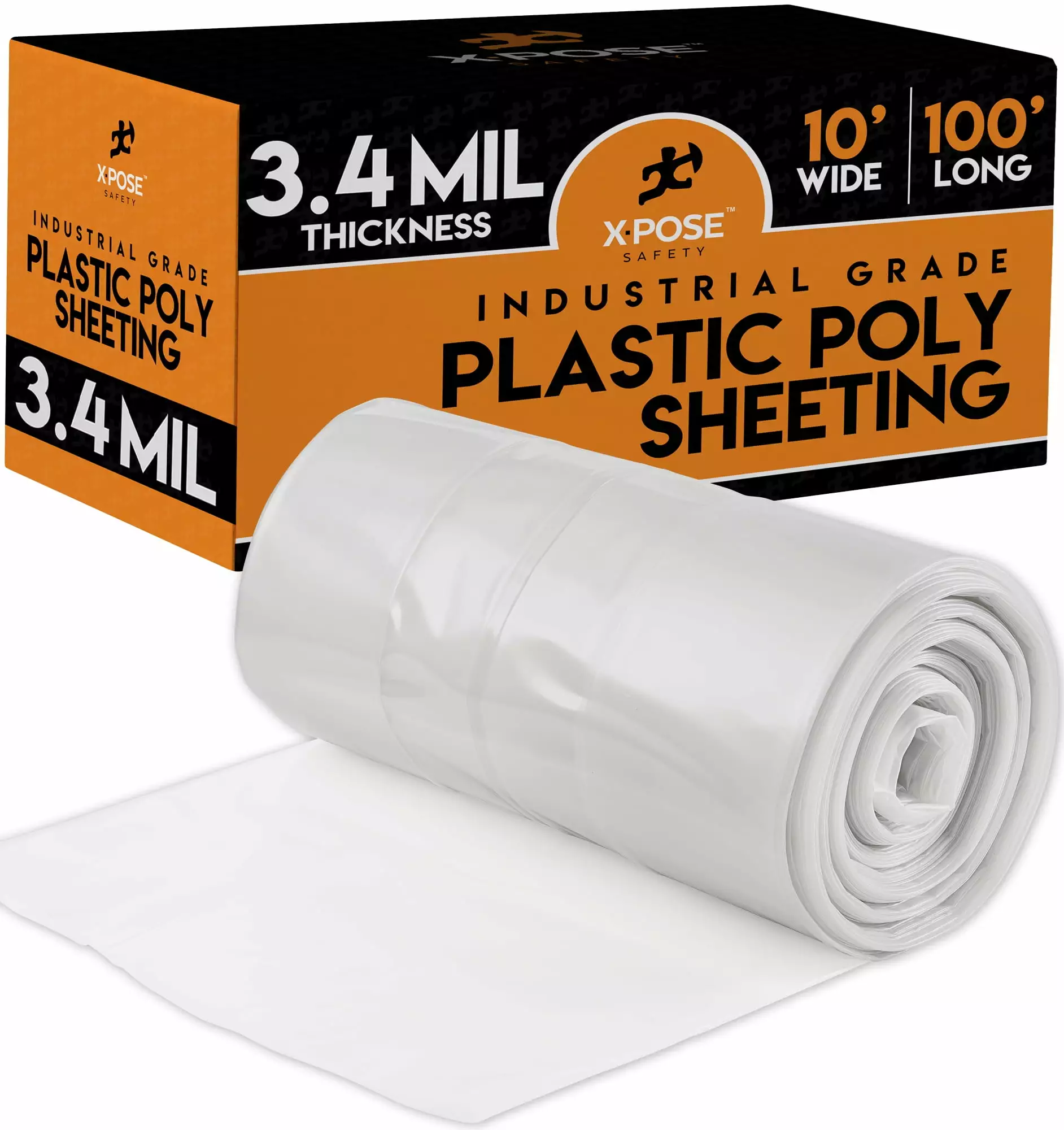 Clear Poly Sheeting 10x100 Feet Heavy Duty 3.4 Mil Thick Waterproof Plastic Tarp Agricultural Construction Industrial Use 10