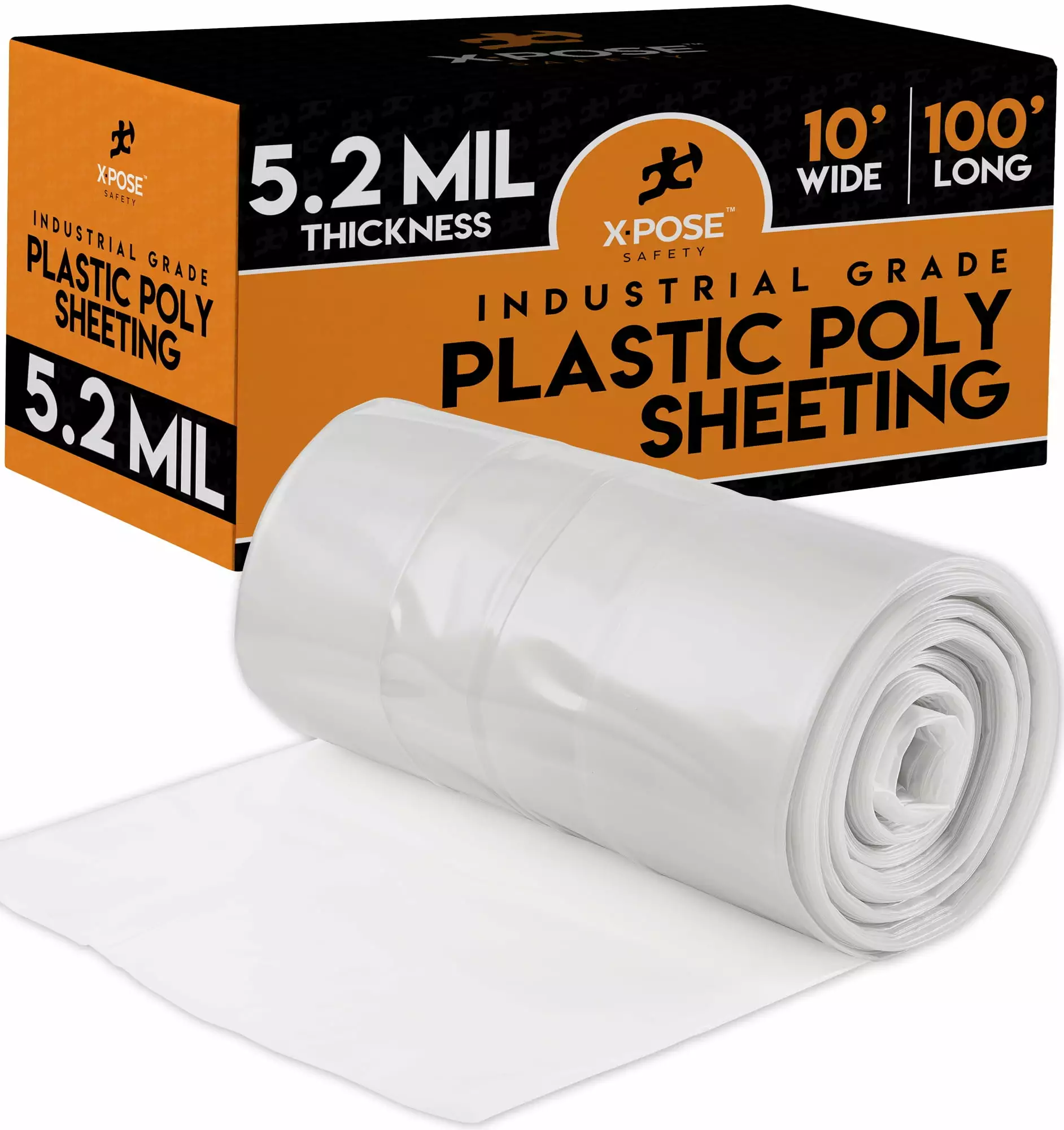 Clear Poly Sheeting 10x100 Feet Heavy Duty 5.2 Mil Thick Plastic Tarp Waterproof Construction 10