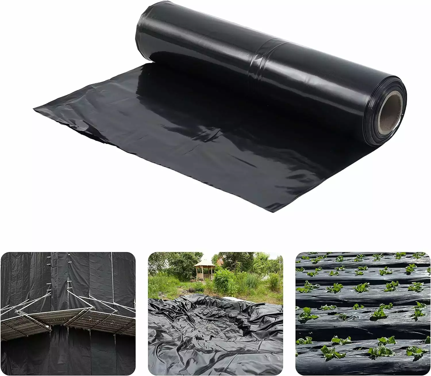 Fencer Wire 4 mil Black Plastic Sheeting Roll 4x100 Feet - Heavy Duty Polyethylene Vapor Barrier Painters Tarp 10
