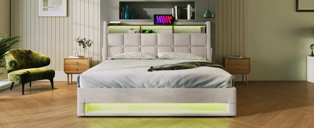 Full Size Upholstered Platform Bed Hydraulic Storage System Luxury Design artistry at home
