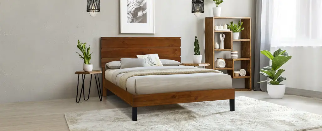 Mid Century Modern Solid Wood Queen Bed Frame Platform Bed Headboard bed best