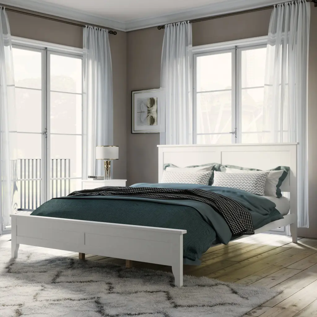 Modern White Solid Timber Queen Platform Bed Old SKU WF283525AAK bed best