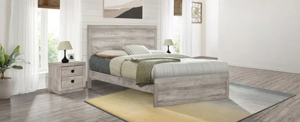 Vintage Farmhouse Style Full Size Platform Bed 10 Wooden Slats bed best