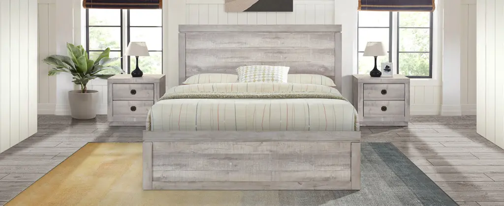 Vintage Farmhouse Style Full Size Platform Bed 10 Wooden Slats bed best
