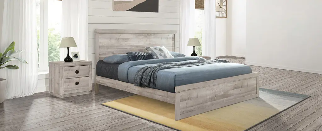 Vintage Farmhouse Style King Size Platform Bed 10 Wooden Slats bed best