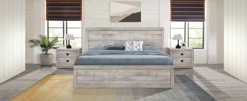 Vintage Farmhouse Style King Size Platform Bed 10 Wooden Slats bed best