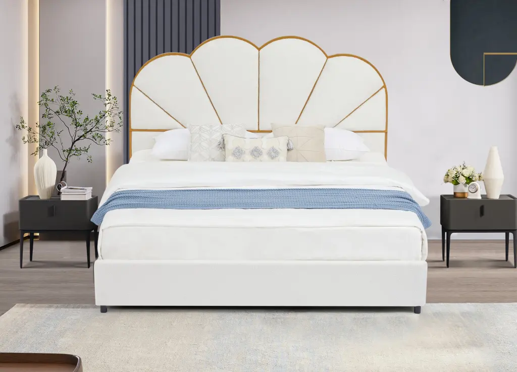 King Upholstered Platform Bed Frame 4 Drawers Storage ching hing-furniture