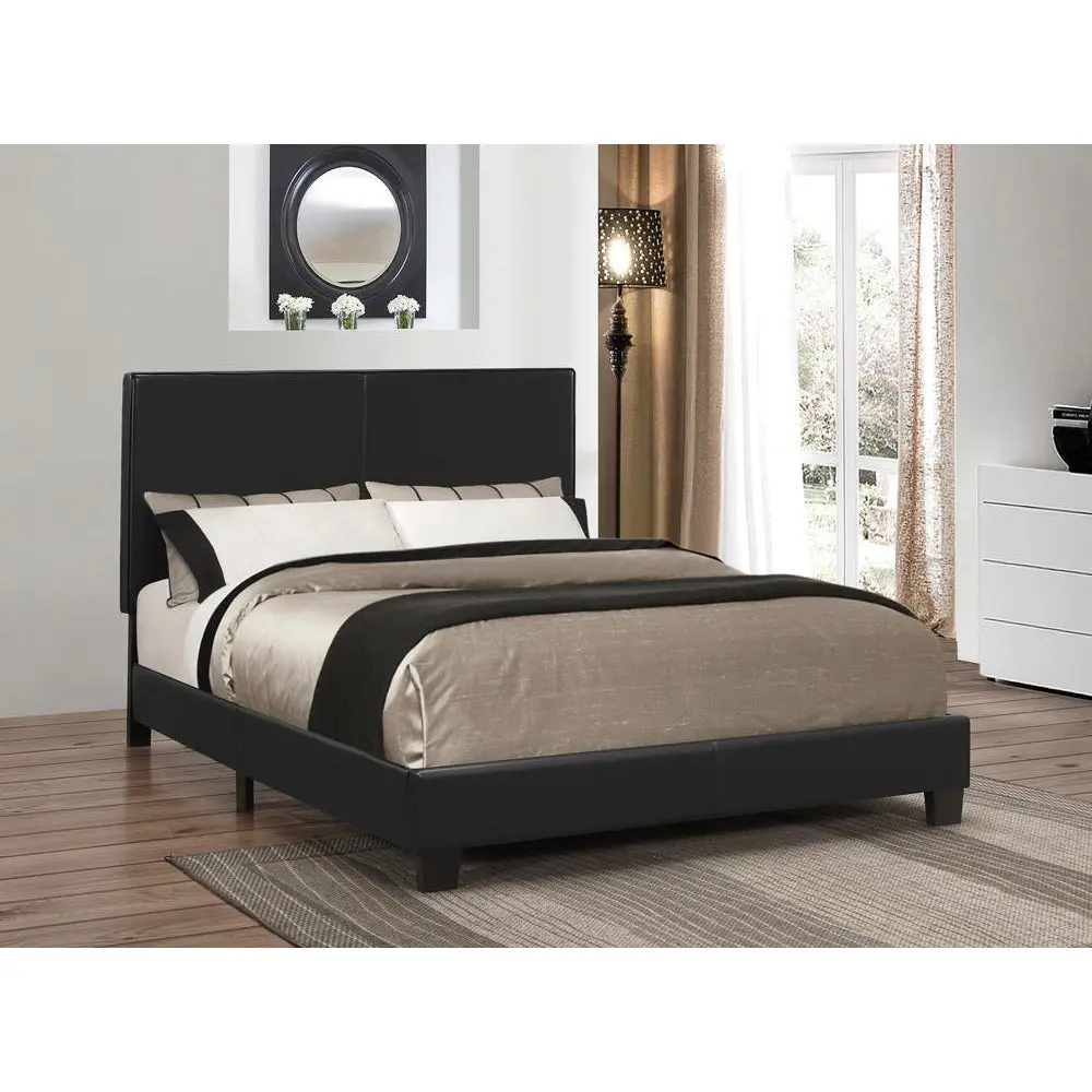Black Upholstered Queen Platform Bed No Box Spring Required furniture max