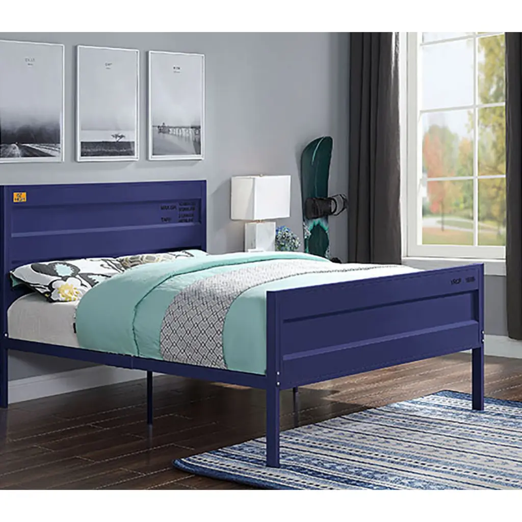 Blue Full Platform Bed Box Spring Not Required Full Blue Iron Bedroom Bed furniture max