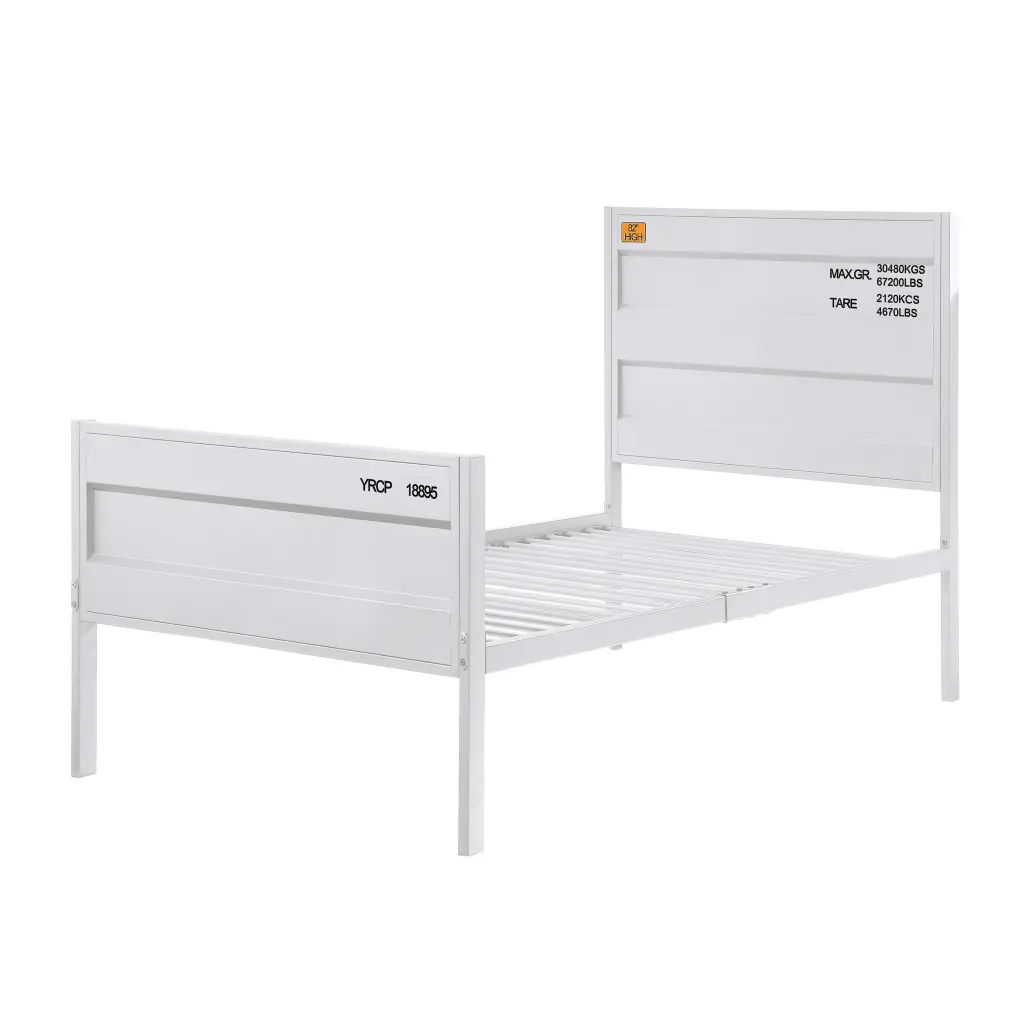 White Full Platform Bed No Box Spring Required Metal Frame furniture max