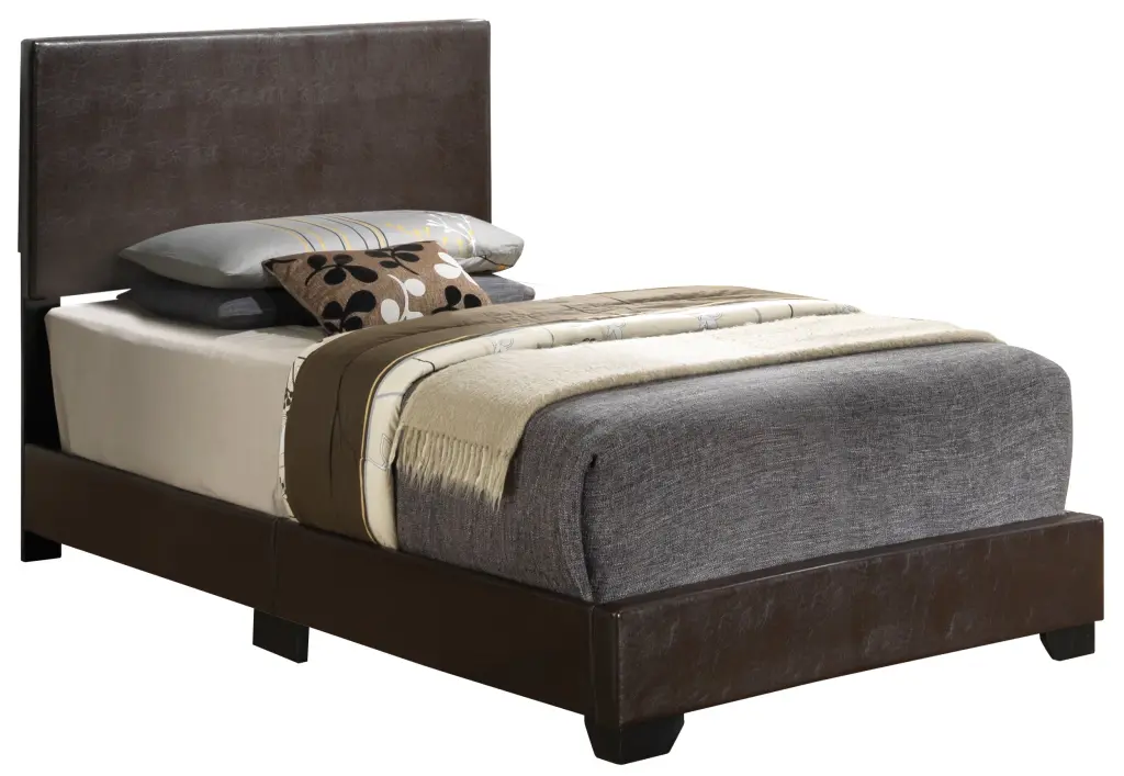 Aaron Twin Bed Cappuccino Beige Foam PU Upholstered Platform Bed glory furniture
