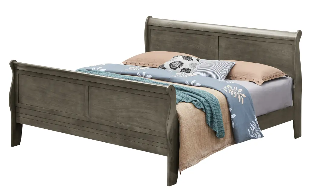 Elegant Traditional Gray Queen Bed Frame Gray Particle Board Platform Bed glory furniture