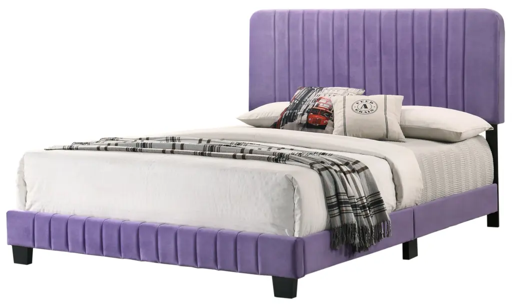 Lodi G0502 FB Up Full Bed Purple Foam Velvet Upholstered Platform Bed glory furniture