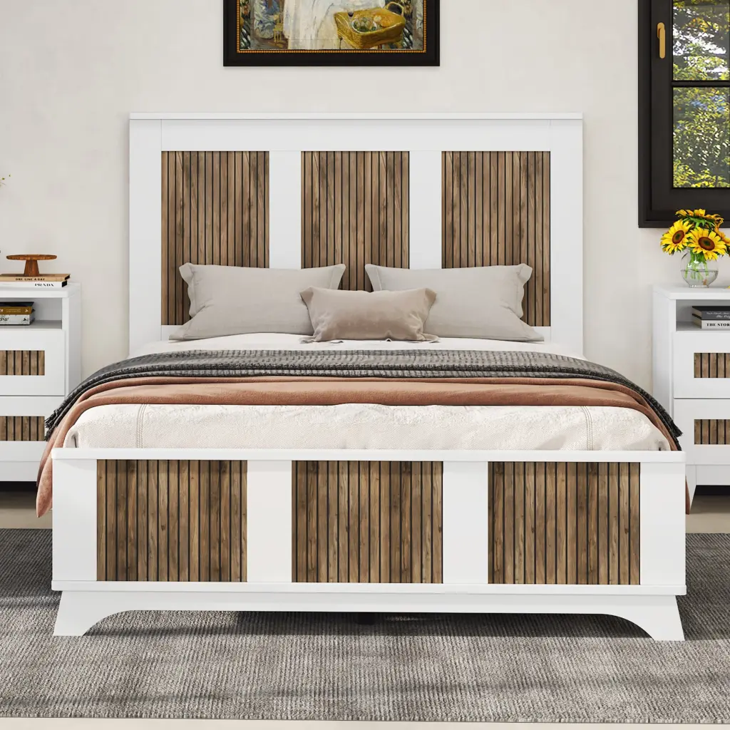 Farmhoutilize Modern Wooden Platform Full Size Bed Storage homey life