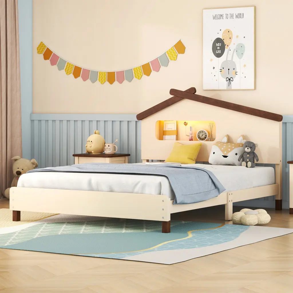 Full Wood Platform Bed Houtilize Headboard and Motion Act homey life