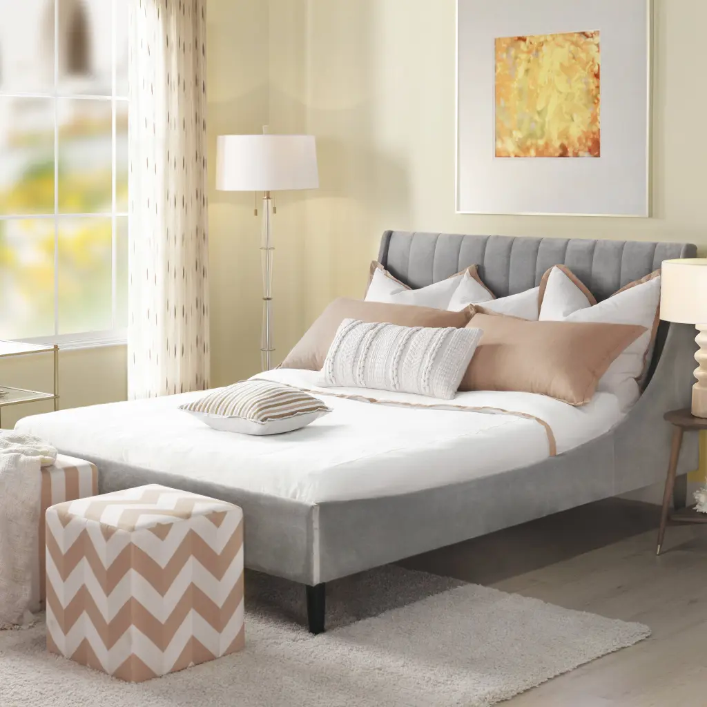 Aspen Vertical Tufted Modern Headboard Platform Bed Set Queen Opal Green jennifer taylor home