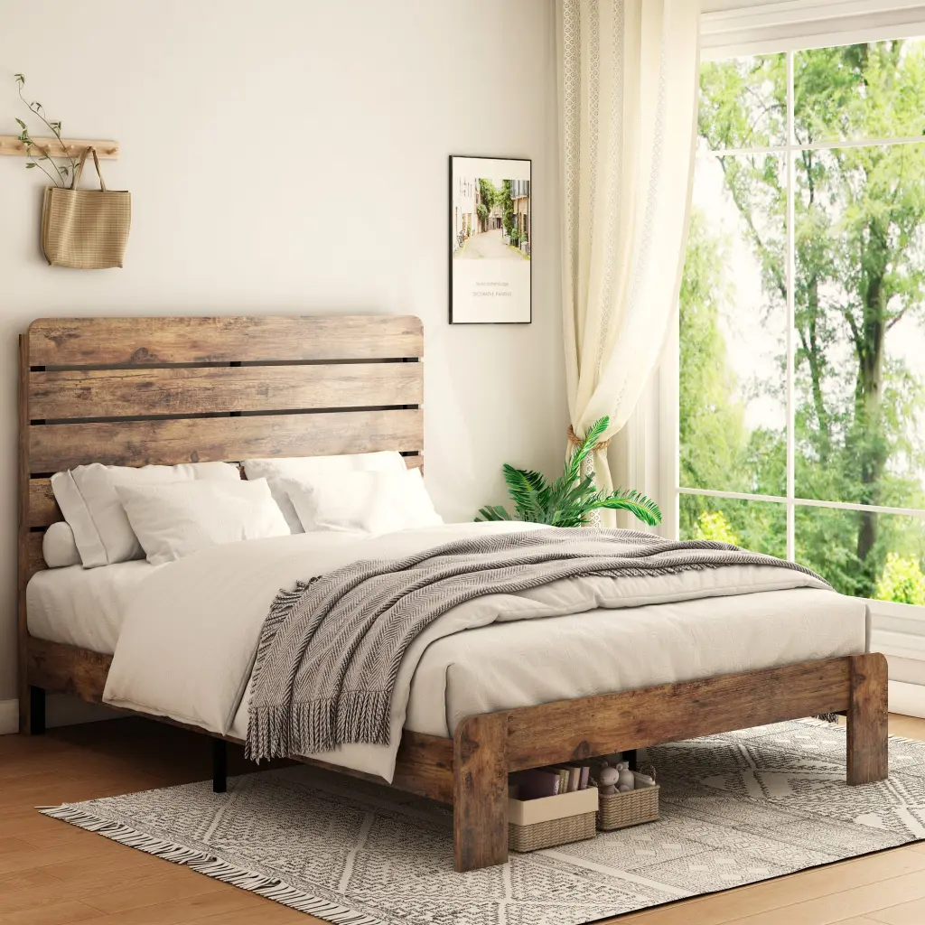 Bed Frame Queen Dimensions Wood Platform Bed Frame Noise Free No Box Spring jhomier furniture