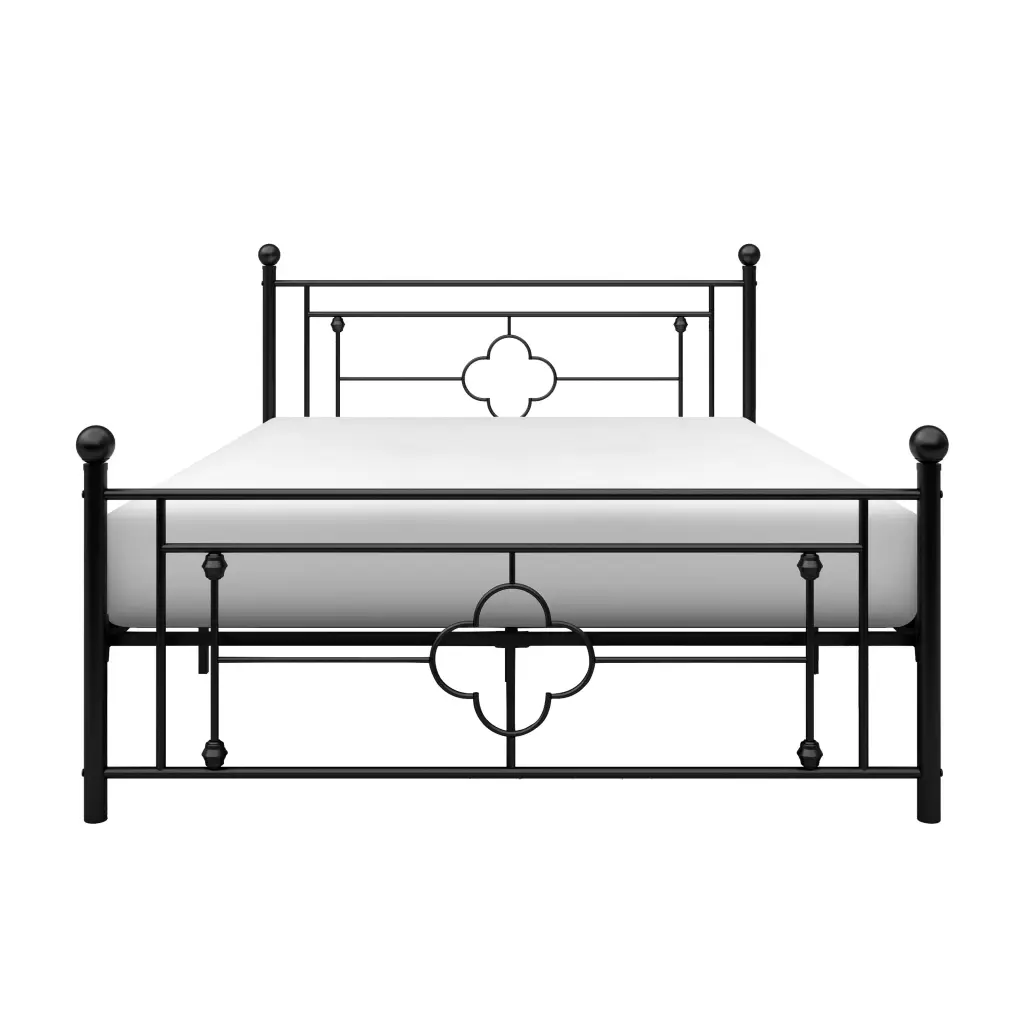 1Pc Full Platform Bed Black Finish Metal Frame Ball Finials Modern Design kanepe