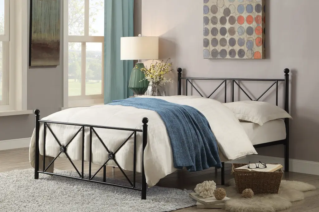 Black Finish Metallic Frame Full Platform Bed Modern Traditional Bedroom Furniture kanepe
