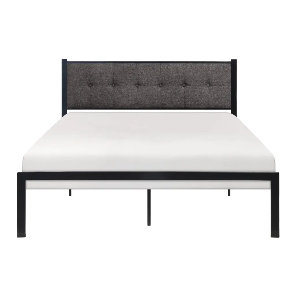 Black Metal Frame Full Platform Bed Upholstered Headboard kanepe