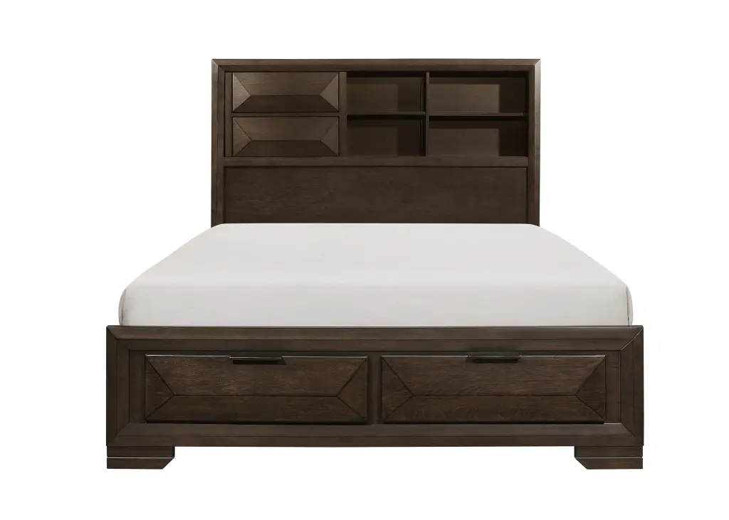 Contemporary Design Queen Platform Bed Footboard Storage Bookcase kanepe