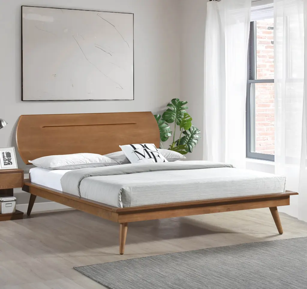 Country Casual Style Queen Platform Bed Oval Headboard 1Pc Timberen kanepe