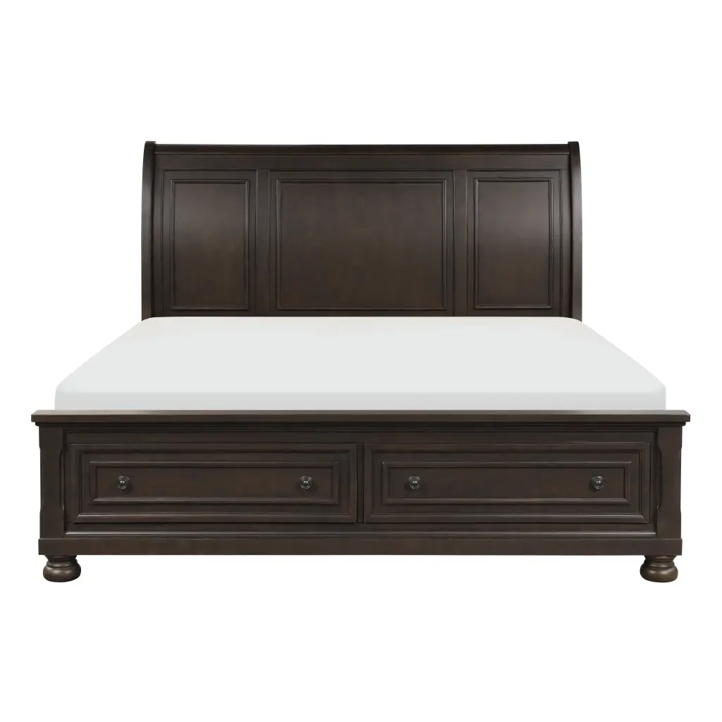 Grayish Brown Finish 1Pc Eastern King Platform Bed Footboard Storage kanepe