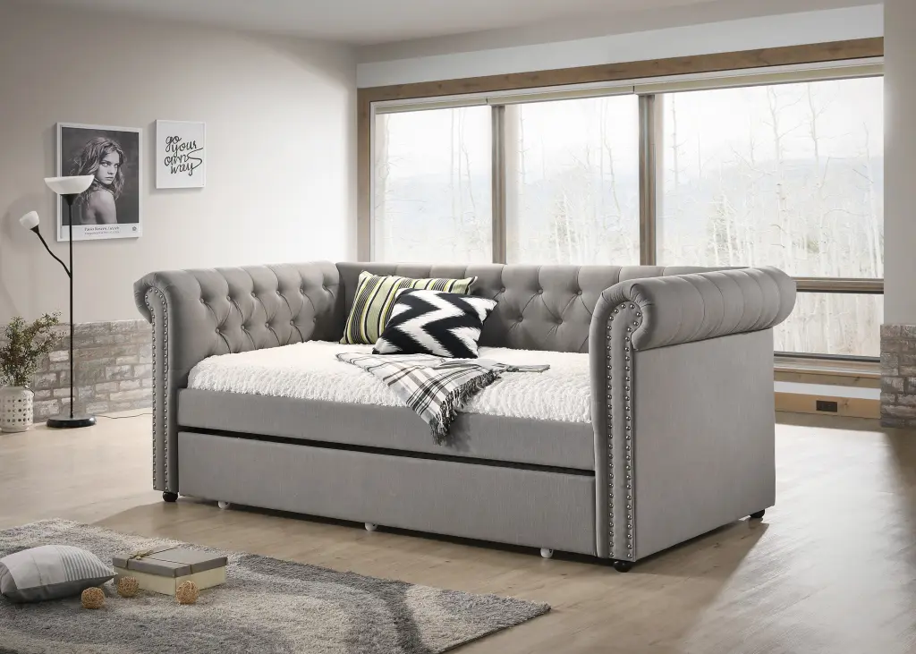 Opulent 1Pc Modern Button Tufted Trim Design Bed kanepe