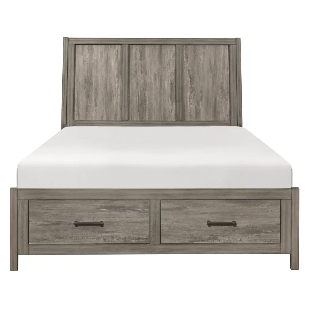 Rustic Style Queen Platform Bed Footboard Storage Drawers Weather-Resistant Finish kanepe