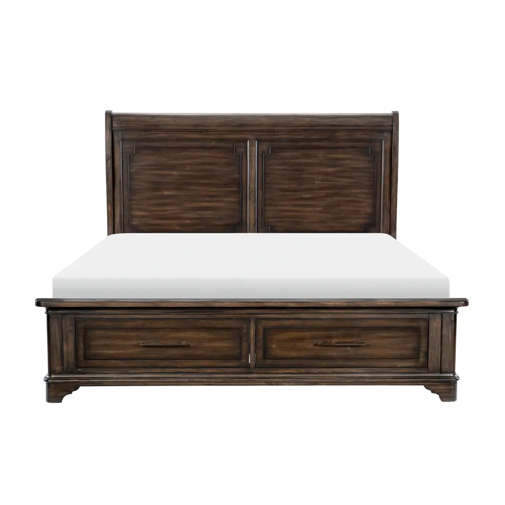 Transitional Style Rustic Brown Finish Queen Platform Bed Footboard kanepe
