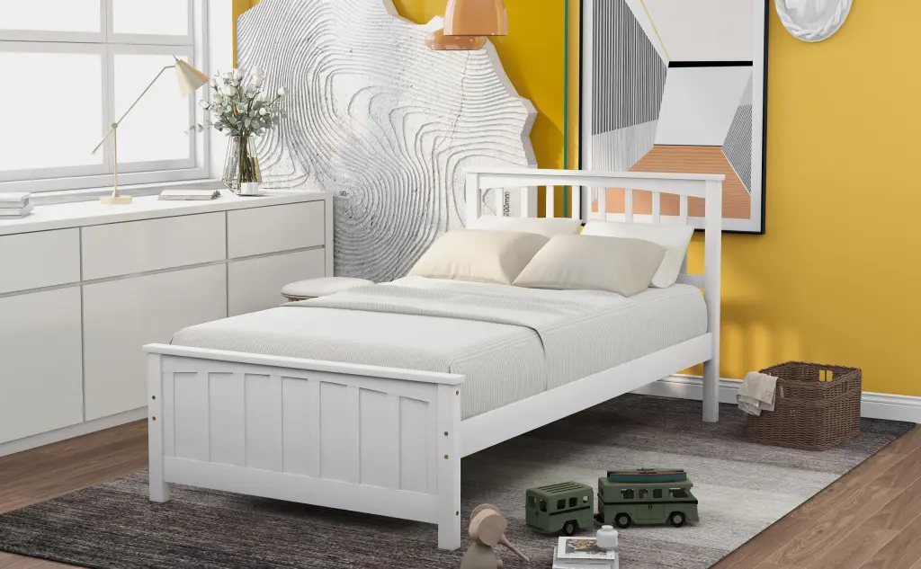 Timber Platform Bed Twin Dimensions White Old Sku Wf190776Aak lucky furniture