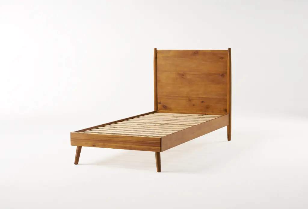 Cohron Solid Wood Platform Bed Twin XL Natural Acacia Wood nh-sunfay