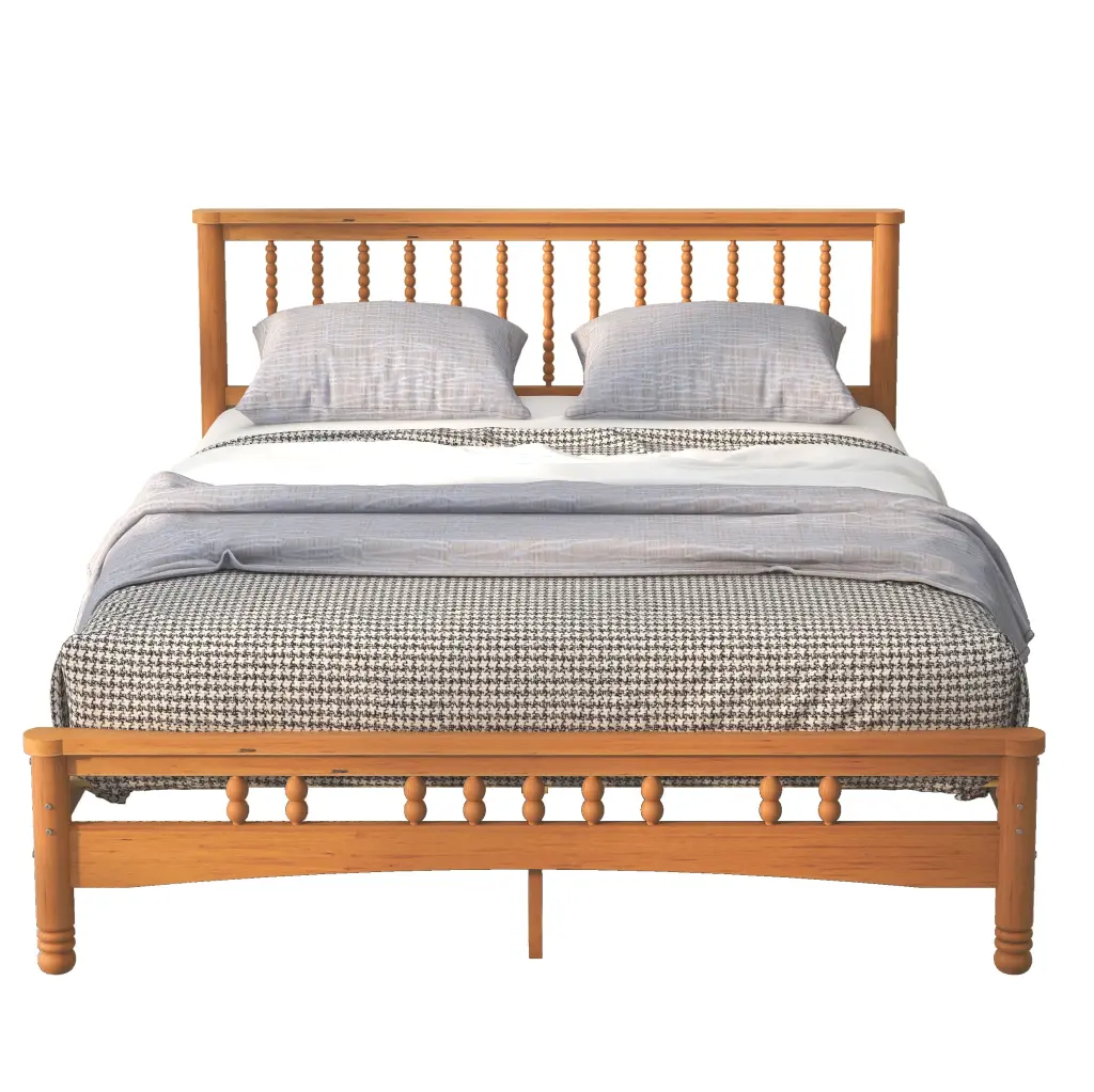Queen Size Elegant Style Wooden Platform Bed Frame Headboard No Box Spring Needed rnb