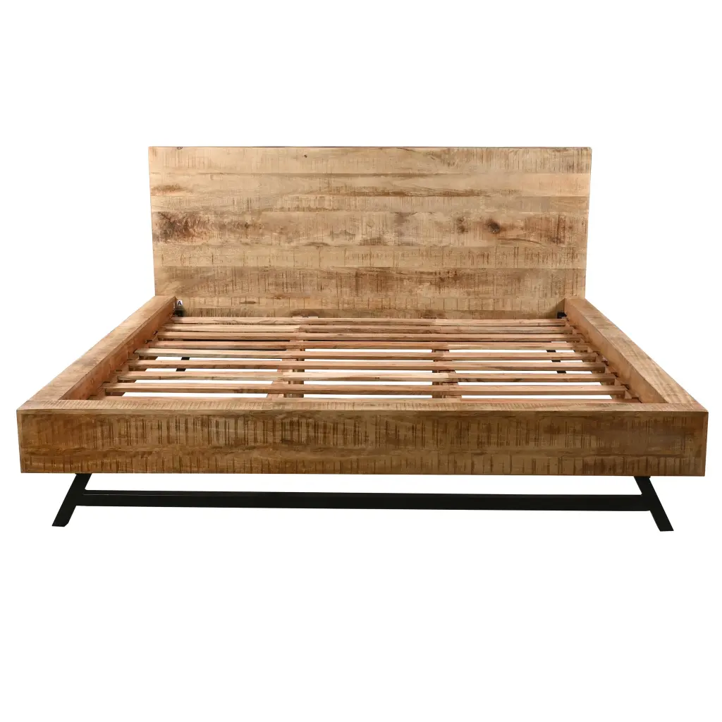 Bree Modern Rustic Queen Size Platform Bed Brown Acacia & Mango Wood royal hampton