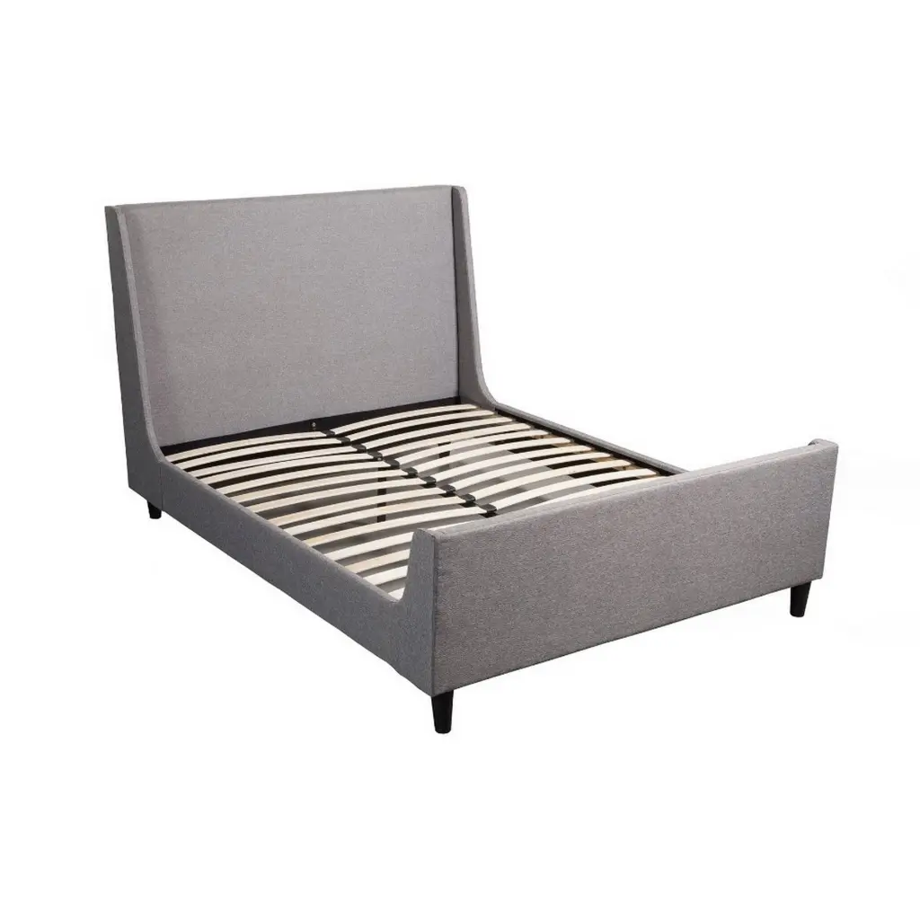 Poplar Wood Queen Upholstered Bed Gray - Solid Wood Platform Bed Frame royal hampton