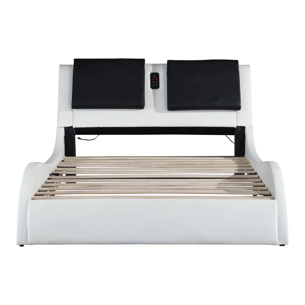 Faux Leather Upholstered Platform Bed Frame Led Lighting Bluetooth smart house