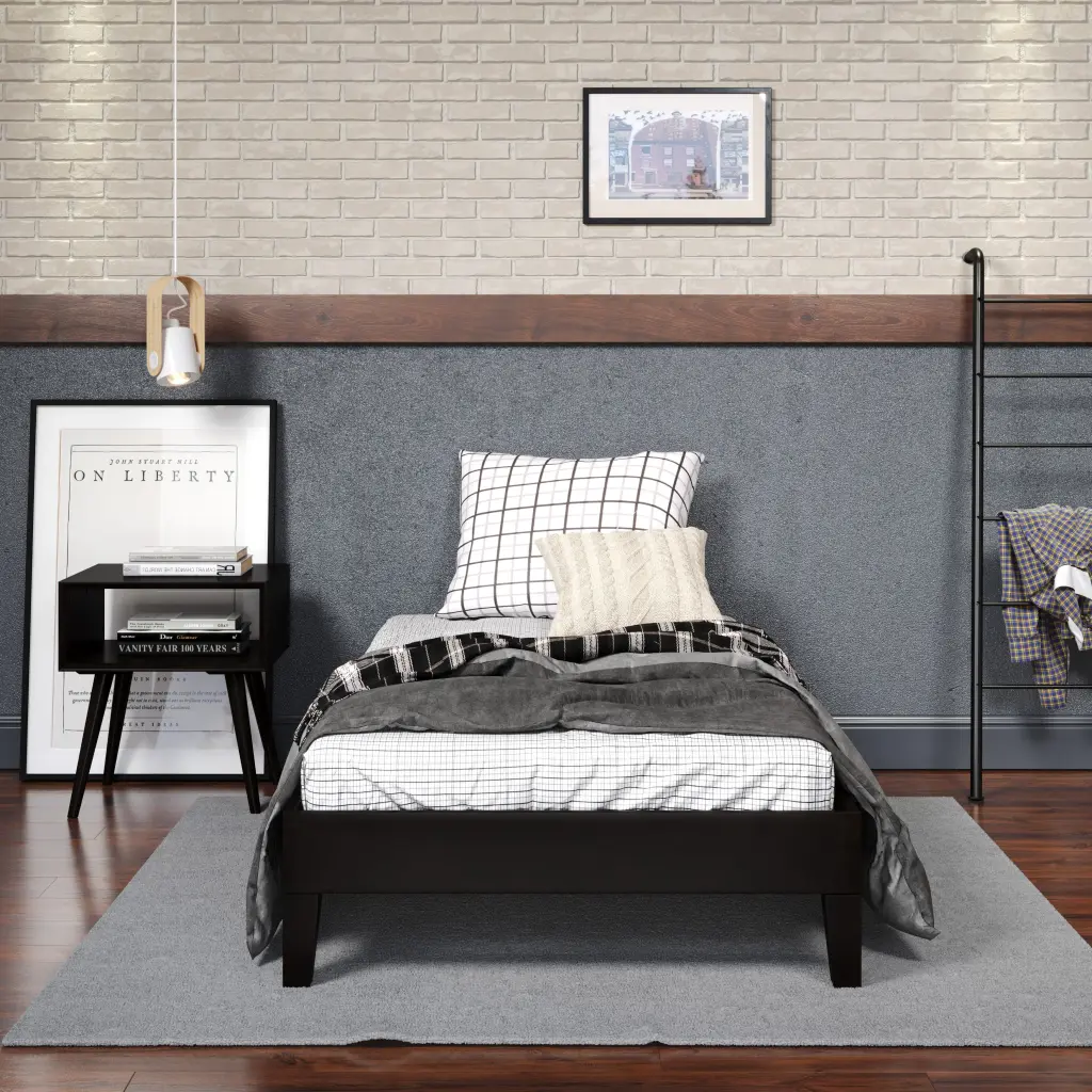 Nix Twin Platform Bed Black Timber steve silver furniture