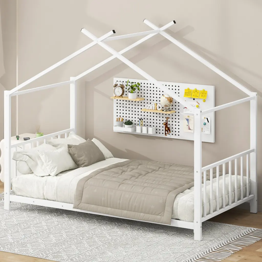 Twin Dimensions Metallic House Platform Bed White No Box Spring Required wm dreamland
