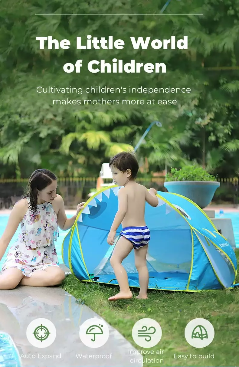 Portable Children's Tent Outdoor Beach Camping, Fully Automatic Quick Opening Sunshade Tent Home Use, No Assembly Required