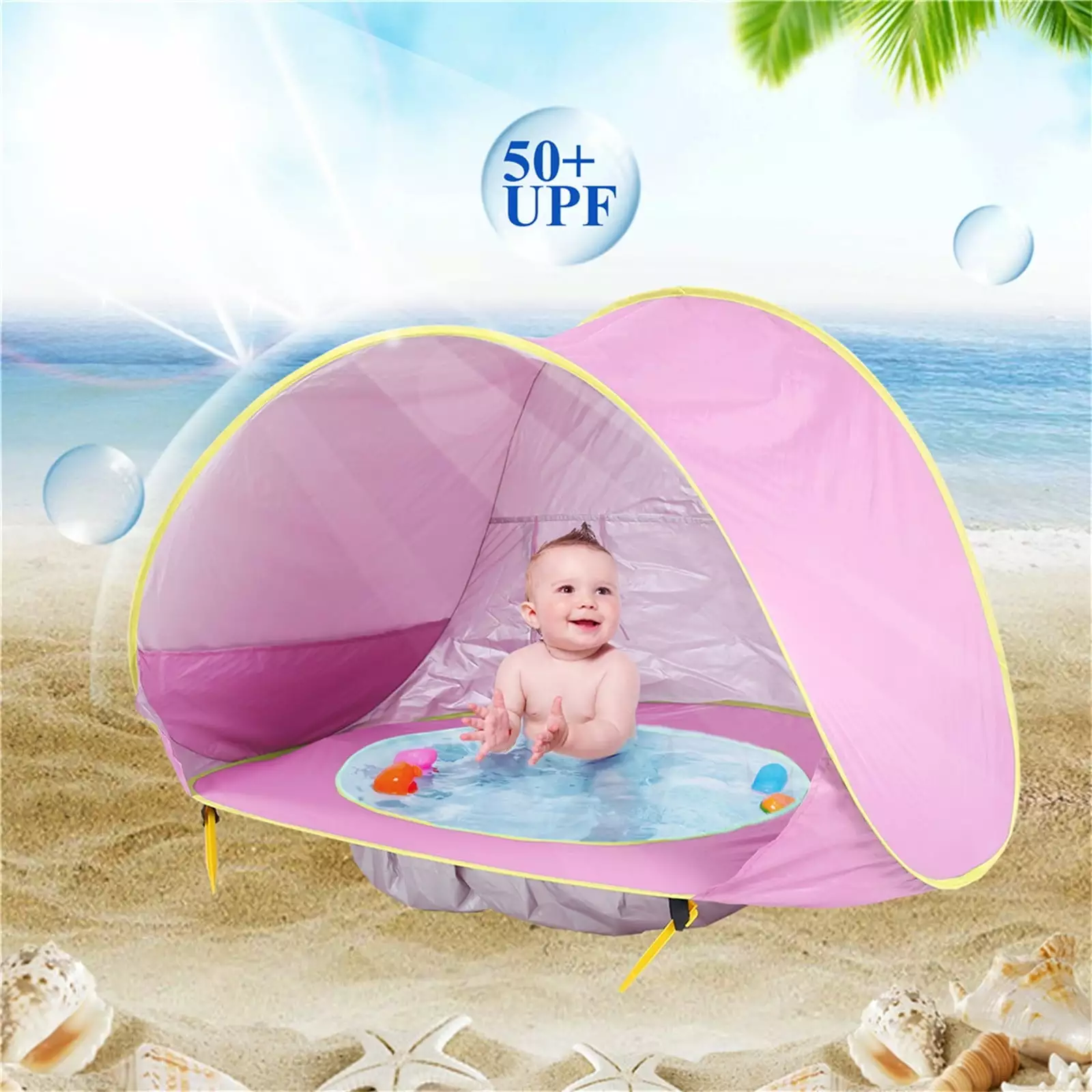 HIOAWHOW Baby Beach Tent Pool Easy Fold Pop Up Ocean World Design