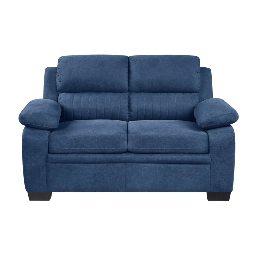 Cozy Plush Seating Loveseat 1Pc Modern Blue Textured Fabric kanepe