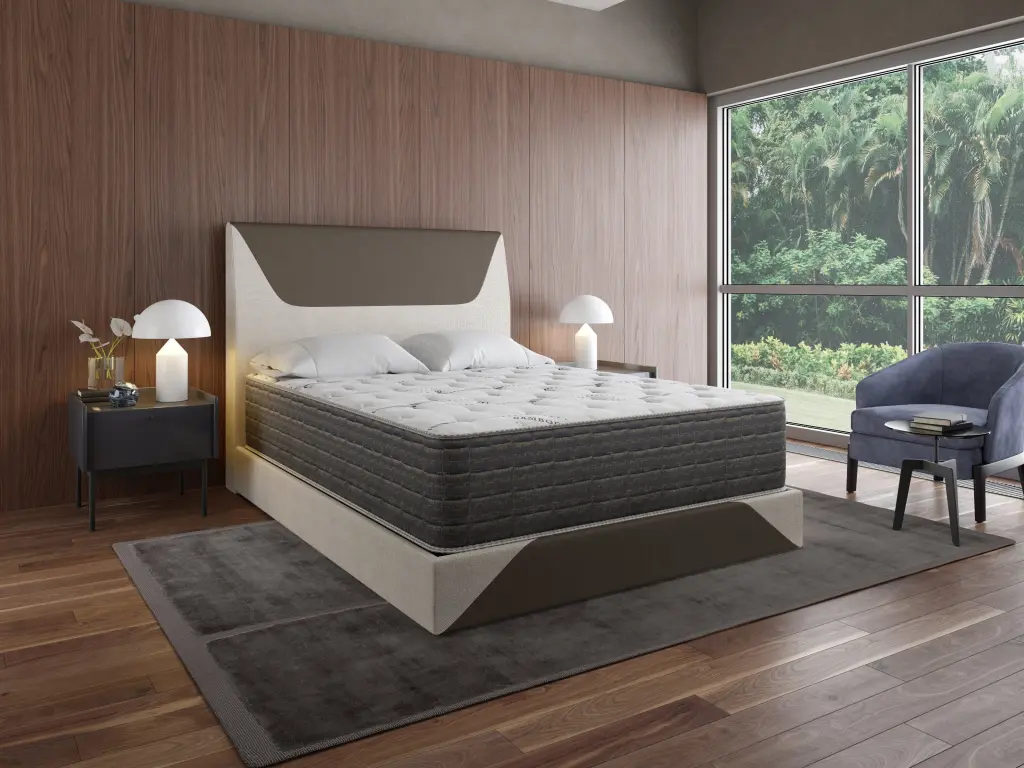 13.5 Inch Dream Flex Two Sided Plush King Mattress White Gray Bamboo Foam b2712