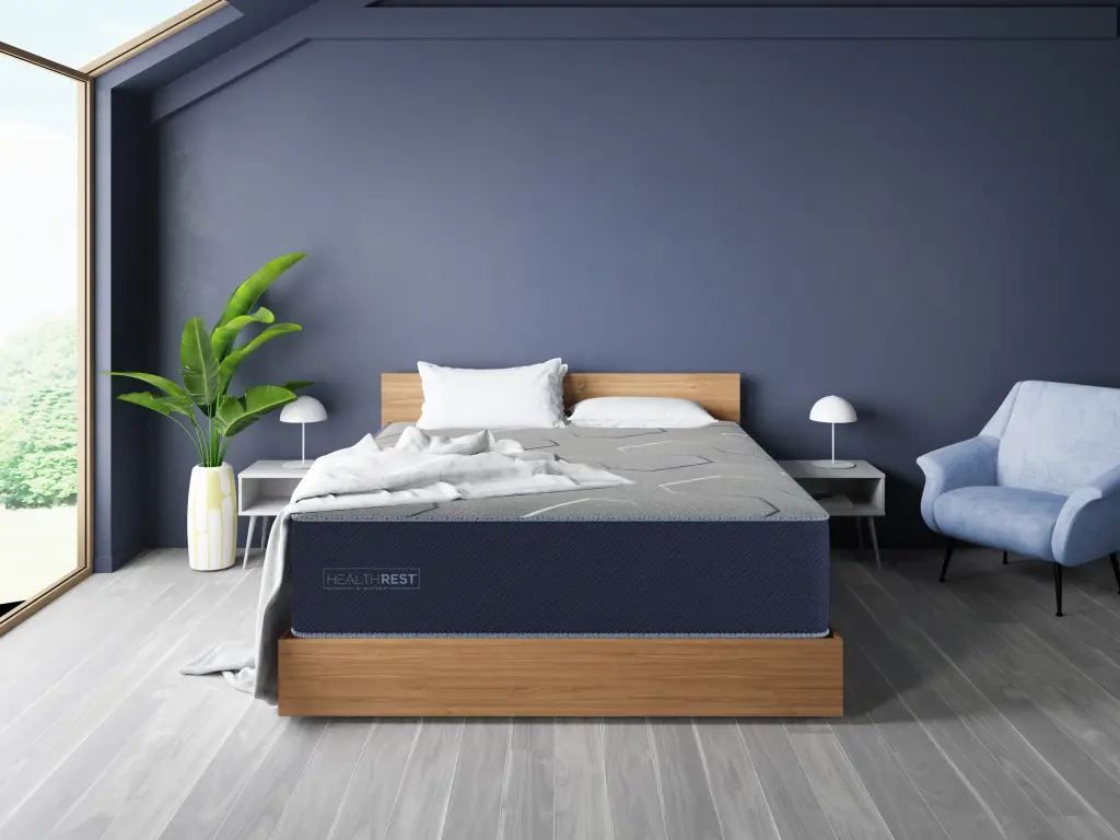 Healthrest Restonic Polarbreeze Plush Queen Mattress Navy Blue Steel Foam restonic mattress