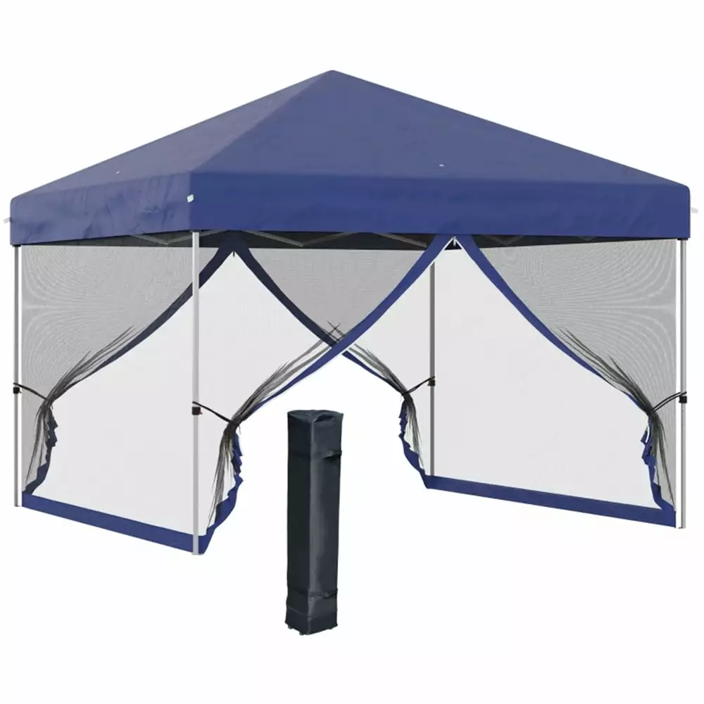 10x10ft Foldable Pop Up Canopy Adjustable Legs Portable Instant Commercial Tent Dark Blue