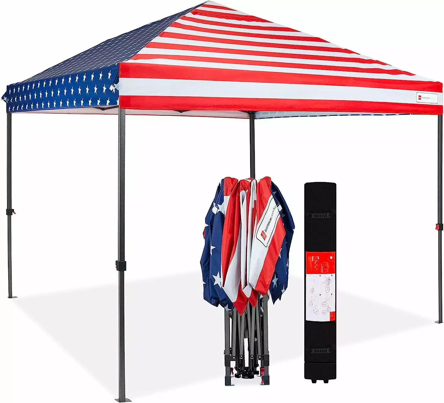 10x10ft Pop Up Canopy Tent 1 Person Setup Portable Shelter Wheeled Carry Case American Flag Design
