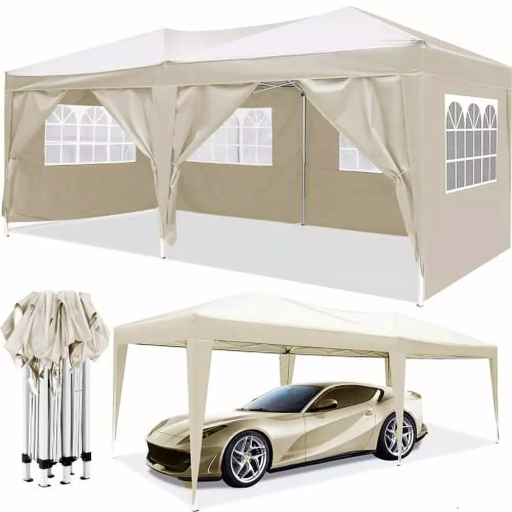 10x20 EZ Pop Up Canopy Tent 6 Removable Sidewalls Outdoor Party Wedding