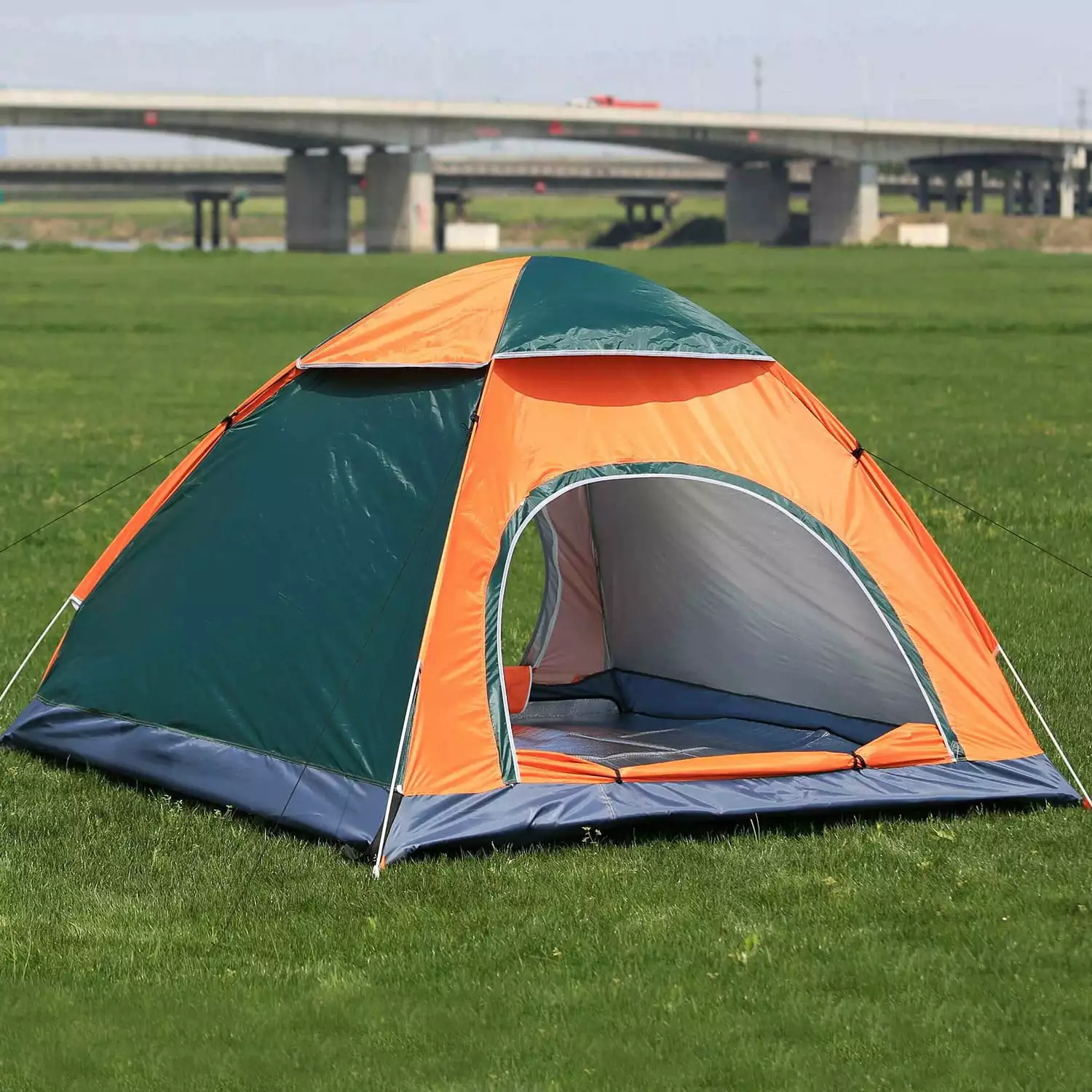 2-3 Adult Pop Up Tent iMounTEK Portable Waterproof Camping Tent 2 Mosquito Net Doors Carrying Bag Backpacking Hiking Orange