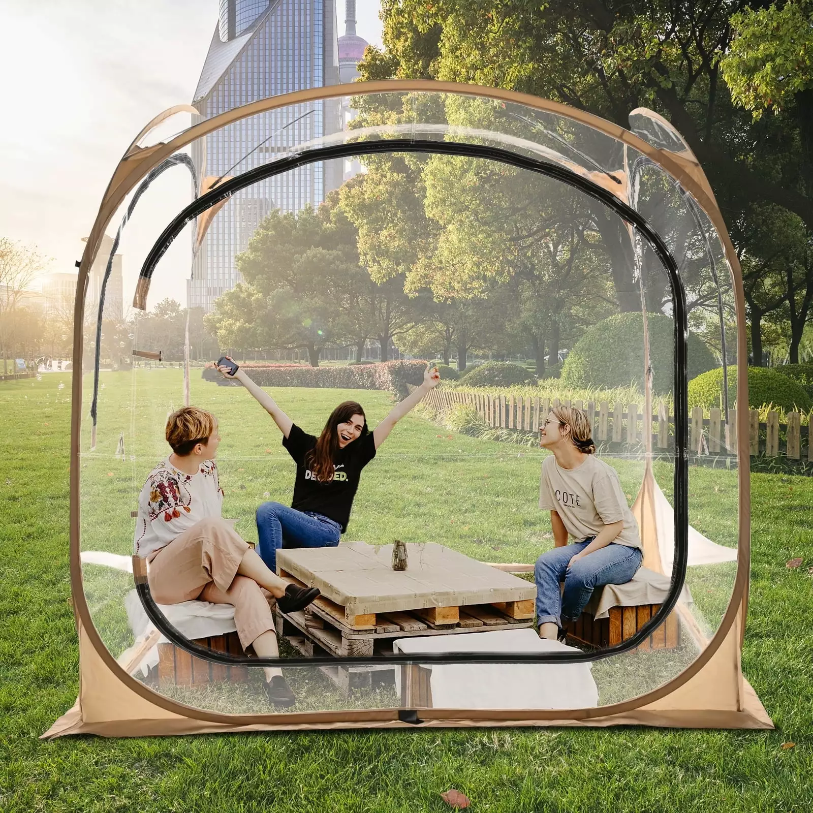 FICISOG Sports Tent Pop Up Weather Pod Outdoor Shelter 6 People 71in Instant Weatherproof Camping Tent Clear View 51