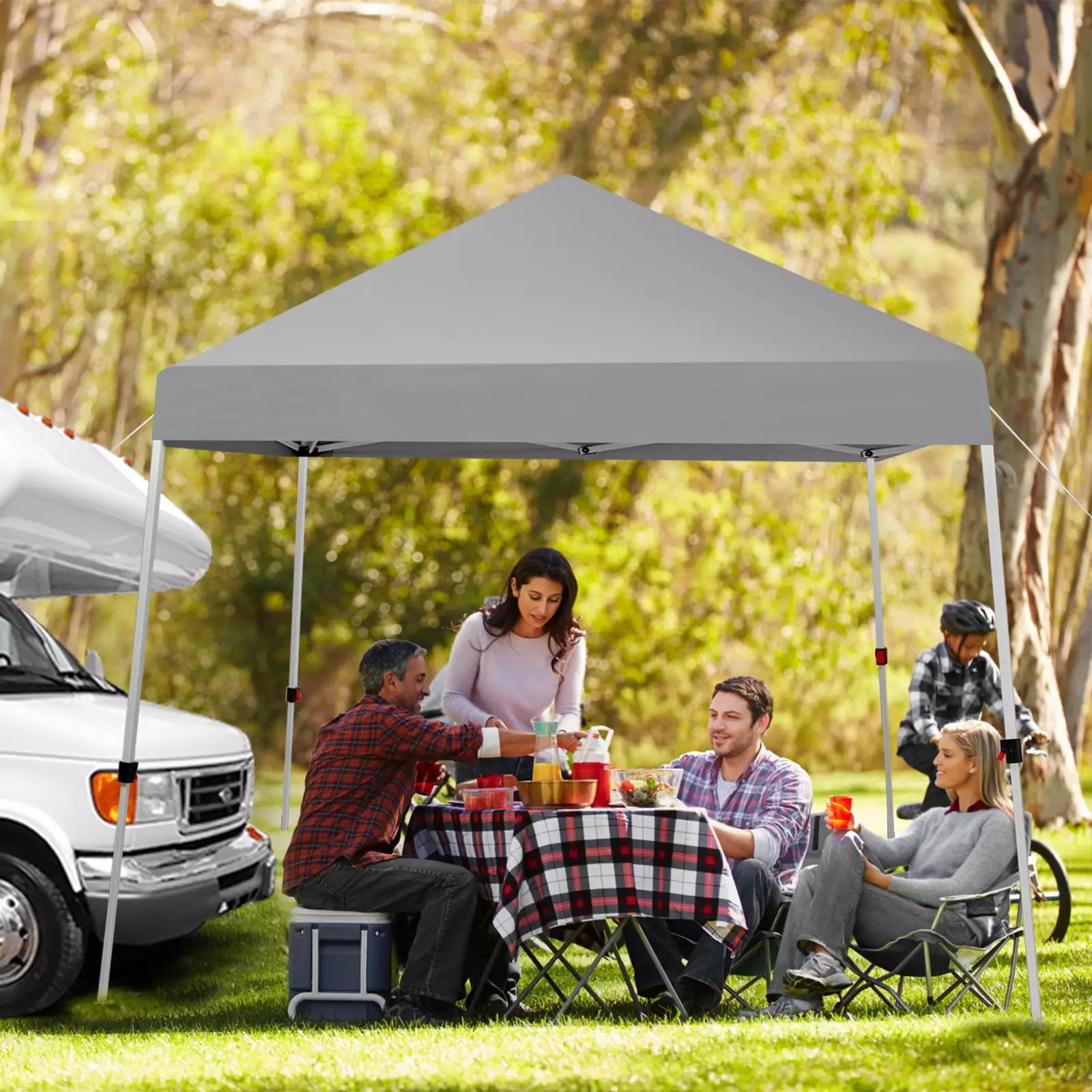 PAOLFOX 8x8 Outdoor Portable Instant Pop Up Tent Carry Bag Gray Quick Setup Shelter
